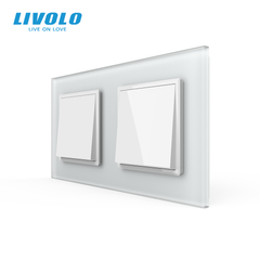 LIVOLO 2-Gang Intermediate Switch (1-1), White Matte Glass