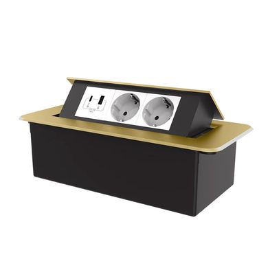 Double desktop socket with USB-A & USB-C golden Livolo