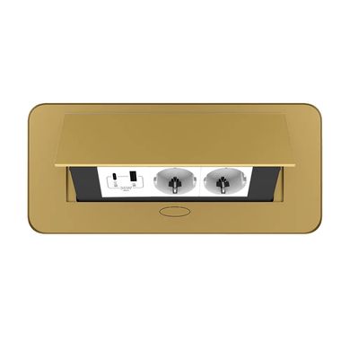 Double desktop socket with USB-A & USB-C golden Livolo