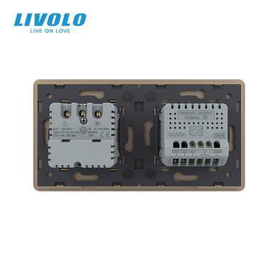 Сенсорний димер LIVOLO, 1 сенсор + розетка з USB-C 18 Вт, 16 А, із заземленням