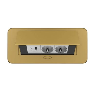 Double desktop socket with USB-A & USB-C golden Livolo