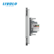 Four-Gang Socket with Dual RJ-45 Internet Ports, LIVOLO Gray, Wall-mounted Designer, Glass Frame