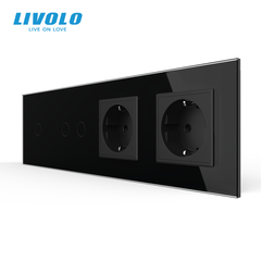 Сенсорный выключатель 3 сенсора 2 розетки Livolo
