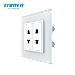 Подвійна універсальна розетка LIVOLO, 2 стандарти в 1, зі скляною рамкою