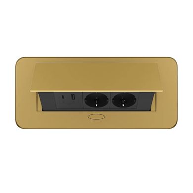 Double desktop socket with USB-A & USB-C golden Livolo