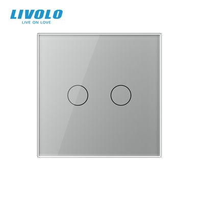 Беспроводной умный сенсорный выключатель 2 сенсора Livolo серый стекло (VL-XR008-I)