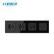 Four-Gang Socket with Dual RJ-45 Internet Ports, LIVOLO Black, Wall-mounted Designer, Glass Frame