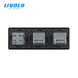 Smart pass-through touch switch 4 sensors (2-2) with socket with cover IP44, grounding, LIVOLO black 2.5D glass