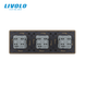 LIVOLO triple grounded power socket, 16 A, safety shutters, with glass frame