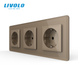 LIVOLO triple grounded power socket, 16 A, safety shutters, with glass frame