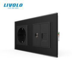 Розетка двомісна комбінована Силова Інтернет ТБ Livolo