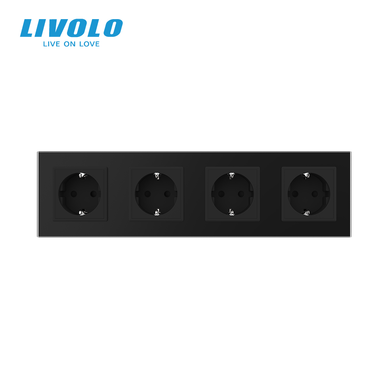 Розетка чотиримісна з заземленням Livolo
