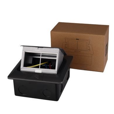 LIVOLO floor socket hatch gray, built into floor, empty housing without sockets for installing any modules, with cover, IP44, aluminum, smooth opening, size 145&times;145&times;65 mm (J28 gray)