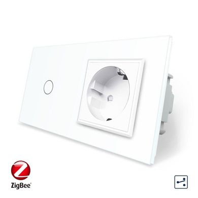 Smart ZigBee touch switch 1 gang 2 way 1 socket Livolo