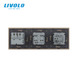 Universal switch (regular/through) with socket and socket with USB Type-C 18W, grounding, protective curtains, LIVOLO gold glass