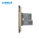 Universal switch (regular/through) with socket and socket with USB Type-C 18W, grounding, protective curtains, LIVOLO gold glass