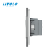 Mechanical switch 3 gang 1 socket Livolo black glass