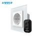 Radio-controlled (remote) socket with remote control LIVOLO with grounding and safety shutters, smartphone control, Alexa, Google Home, 16A 230V white, matte glass