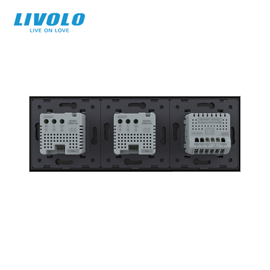 Подвійний терморегулятор + сенсорний димер LIVOLO, білий скляний, 16A 230V