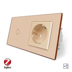 Smart ZigBee touch switch 1 gang 2 way 1 socket Livolo