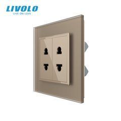Подвійна універсальна розетка LIVOLO, 2 стандарти в 1, зі скляною рамкою