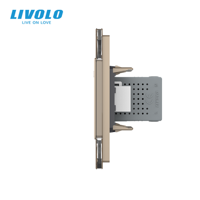 LIVOLO 4-gang combination wall socket, USB-A 10 W, RJ-45 Ethernet and HDMI, with glass frame