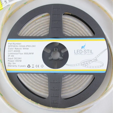 LED strip LED-STIL 4000K, 6 W, 2835, 120 pcs, IP65, 24V, 900LM.