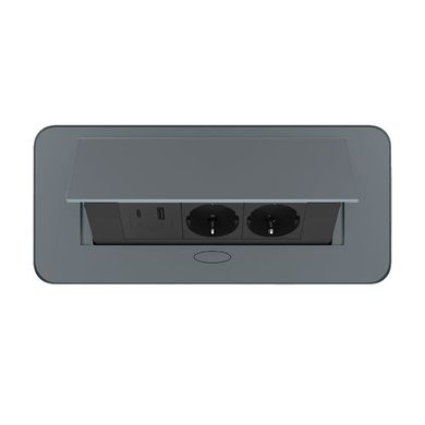 Double desktop socket with USB-A & USB-C graphite Livolo