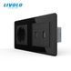 Grounded socket with 2 USB ports LIVOLO black 2.5D glass