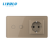 Smart EC touch switch 2 gang 1 socket Livolo