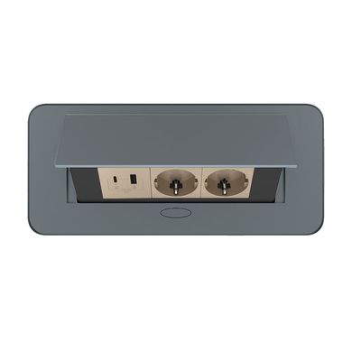Double desktop socket with USB-A & USB-C graphite Livolo