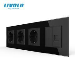 Розетка чотиримісна комбінована Силова Інтернет Livolo