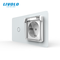 Touch switch 1 gang 1 waterproof socket Livolo