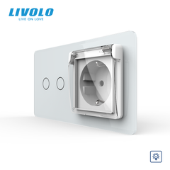 LIVOLO sensor dimmer 2 sensors with socket IP44 white 2.5D, 16A 230V with grounding, blinds