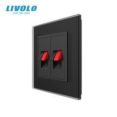 Аудіорозетка LIVOLO Hi-Fi для колонок і підсилювачів, зі скляною рамкою