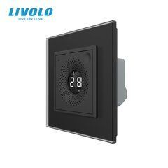 Розумний датчик температури та вологості ZigBee (термометр-гігрометр) LIVOLO чорний, матова скляна рамка