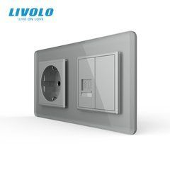 Розетка двухместная комбинированная Силовая Интернет Livolo