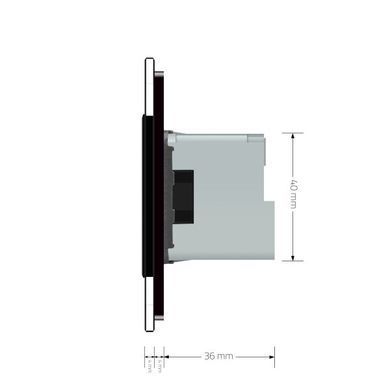 Smart EC wall power socket Livolo black glass (VL-M7FCTC16AZ2-2BP)