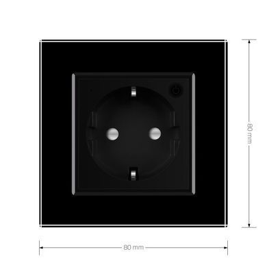 Smart EC wall power socket Livolo black glass (VL-M7FCTC16AZ2-2BP)