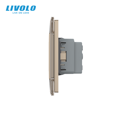 LIVOLO smart touch switch with socket, gold, 2.5D glass, Wi-Fi