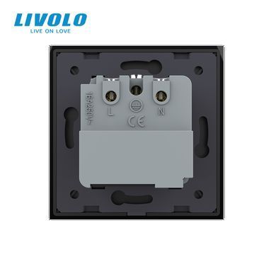 Smart EC wall power socket Livolo black glass (VL-M7FCTC16AZ2-2BP)