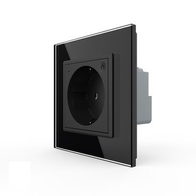 Smart EC wall power socket Livolo black glass (VL-M7FCTC16AZ2-2BP)