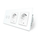 Smart touch light switch LIVOLO ZigBee, 2 gangs + 2 sockets, 16 A, earthed, white, glossy glass