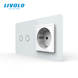 Smart EC touch switch 2 gang 1 socket Livolo