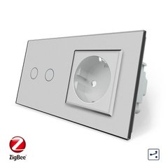 Smart ZigBee touch switch 2 gang 2 way 1 socket Livolo