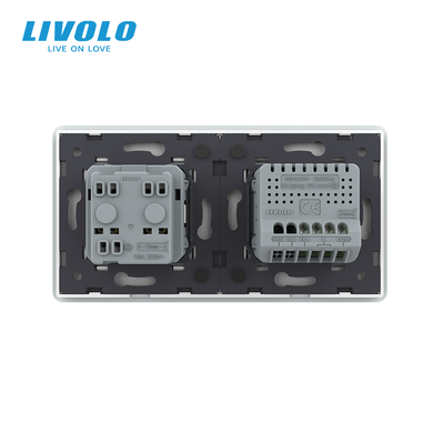 LIVOLO smart touch passage switch with socket IP44 white cover 2.5D 16A 230V with grounding shutter glass