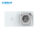 LIVOLO smart touch passage switch with socket IP44 white cover 2.5D 16A 230V with grounding shutter glass