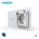 LIVOLO smart touch passage switch with socket IP44 white cover 2.5D 16A 230V with grounding shutter glass