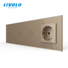 Сенсорный выключатель 3 сенсора 1 розетка Livolo
