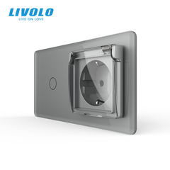 Touch switch 1 gang 1 waterproof socket Livolo